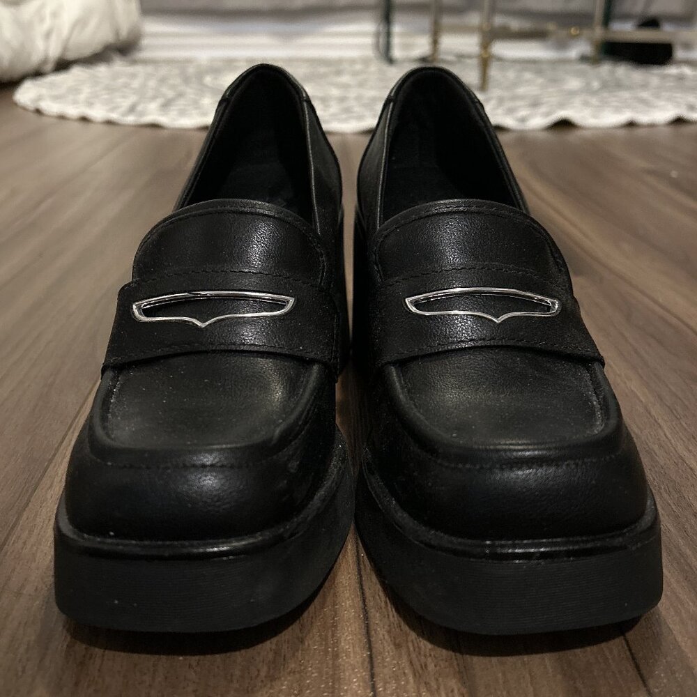 Call It Spring black heeled loafers